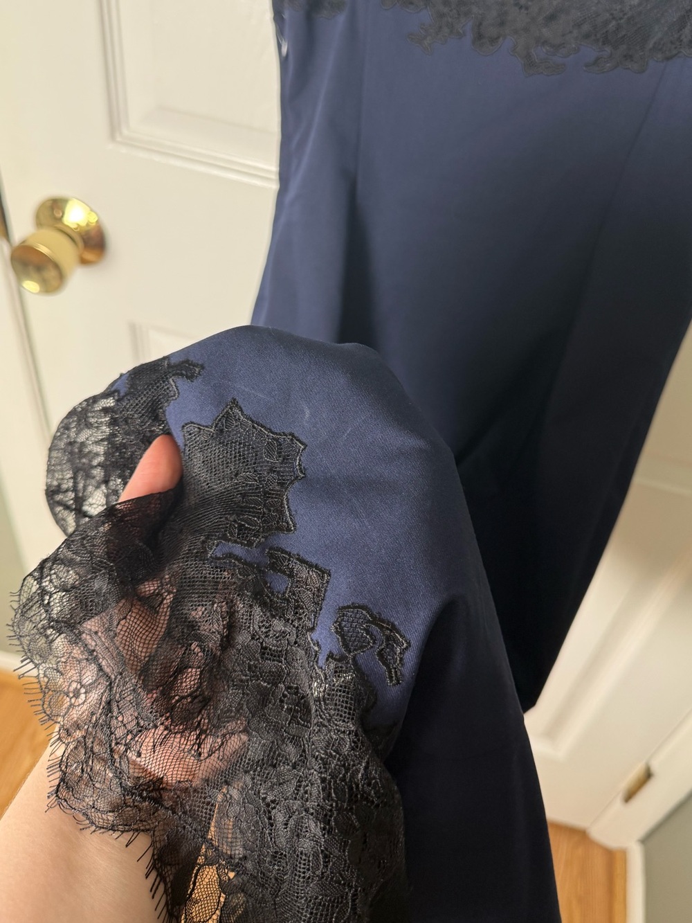 Staud Nadia Lace Trim Midi Dress in Navy S - Picture 8 of 10